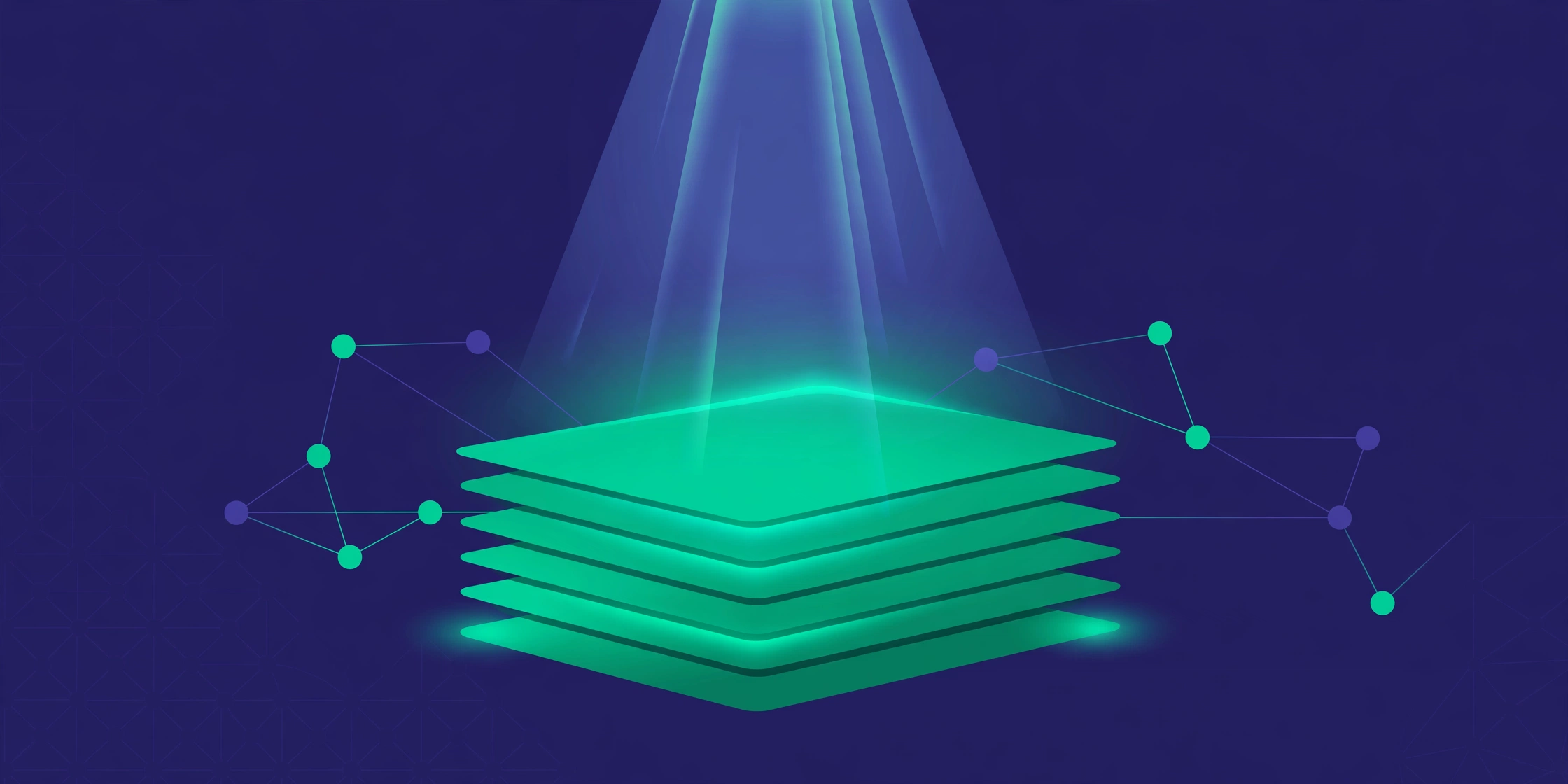 Glowing documents connected by citation nodes representing AI research sources